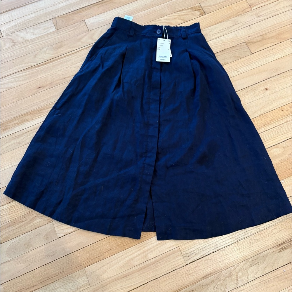 Comptoir Des Cotonniers Blue Midi A-Line Skirt